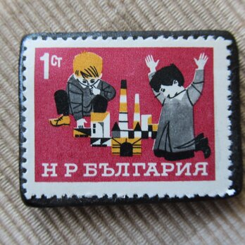 ブルガリア　切手ブローチ 6491の画像