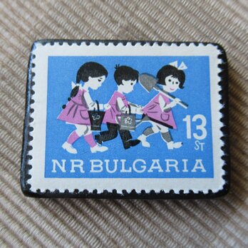 ブルガリア　切手ブローチ 6495の画像