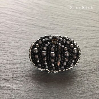 D3【SeaUrchin】ウニ 海胆 ビーズ刺繍 ブローチ