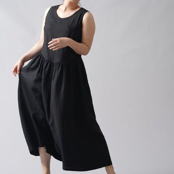 【wafu】Linen Dress　 ノースリーブ ワンピース / ブラック　a018a-bck1の画像