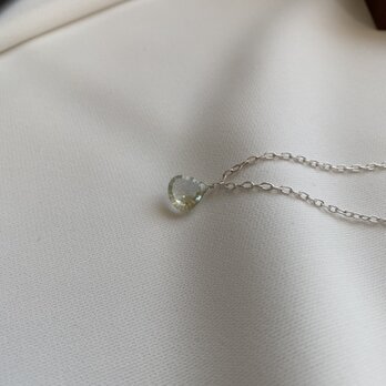 Silver925　宝石質グリーンアメジスト3Aマロンコンケーブ一粒ネックレスの画像