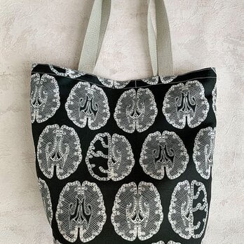 レース模様の様な『脳柄』お買い物袋(モノクロ系)の画像