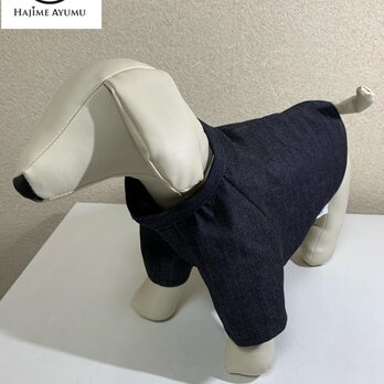 HAJIME AYUMU 高級児島デニム犬用カジュアルTシャツ ハンドメイド オーダーメイド SS～Lサイズ サイズ選択可の画像