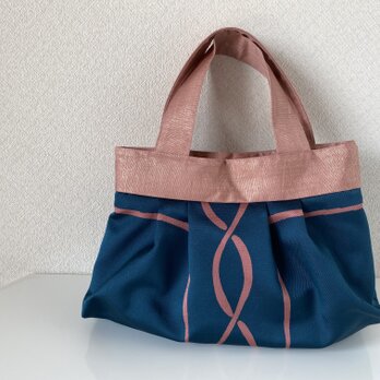 帯バッグ〜紺色とピンク〜の画像