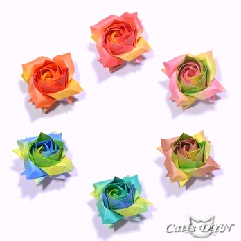 ③薔薇の花グラデーション千代紙【送料無料】　（折り紙の薔薇の花）の画像