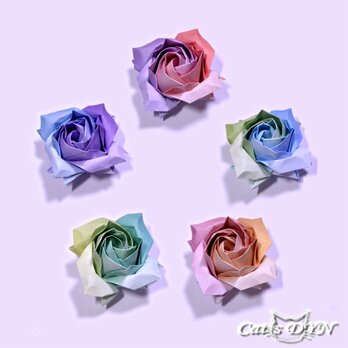 ②薔薇の花グラデーション千代紙【送料無料】　（折り紙の薔薇の花）の画像