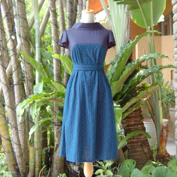 （Ｍ）北欧のプリンセス 普段着カジュアル コットン刺繍ワンピース 小さなお袖 ポケット付き