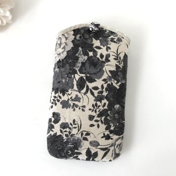 スマホケース スマホポーチ iphoneポーチ アンティーク フラワー 花柄 yuwa 布 スリム モノトーンの画像