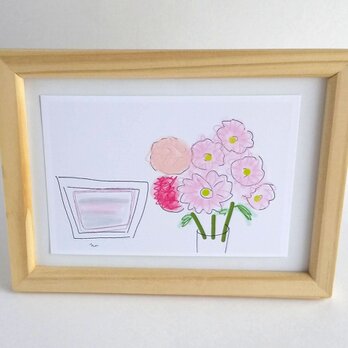 「ルーム」　ポストカード2枚セット　ナチュラコ　ピンク　花　癒やし　ナチュラル　アート　naturakoの画像