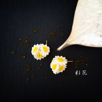 小花ピアス 白の花びらの画像