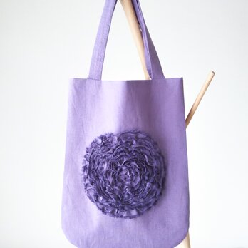 A4サイズのおはなのバック＊リネン＊シックラベンダー