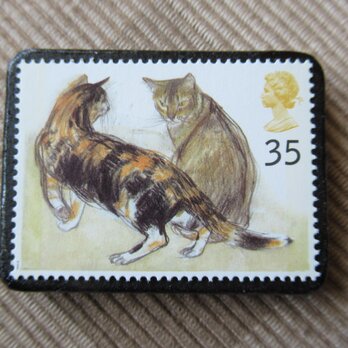 ★イギリス　猫切手ブローチ 6549の画像