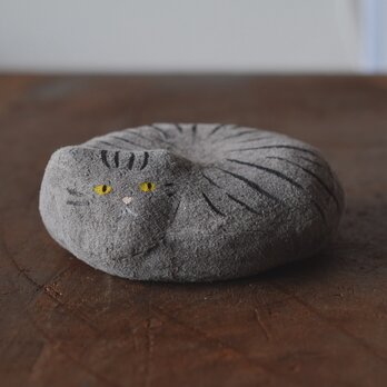 革張り子　サバトラ猫の画像