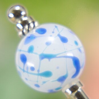 水風船模様とんぼ玉のかんざし　白✕青の画像