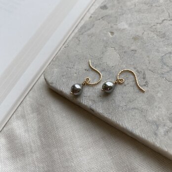 14kgf　Vintage baroque drop pearls pierce ヴィンテージバロックパールピアスグレーパールの画像