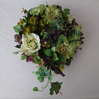 green ＆ purple wreathの画像