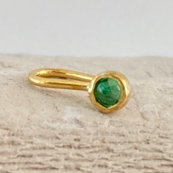 ◇天然エメラルド 純金クリップピアス◇K24 Pure Gold+Natural Emerald（片耳分）の画像