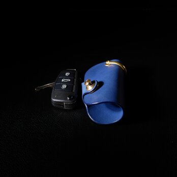ドイツホックのキーケース　スマートキー対応　真鍮金具　ブルーの画像
