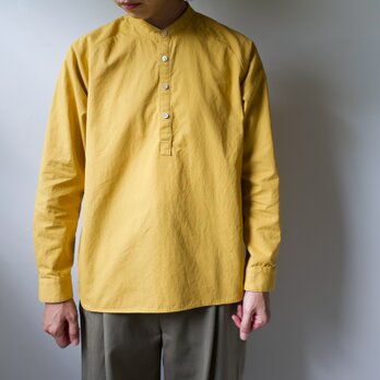weather cloth cotton linen/raglan shirt/turmeric