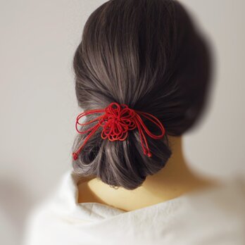 ヘアゴム「つやきよら、君」（赤×朱）