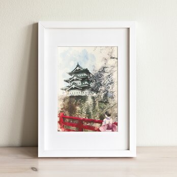 高級紙ポストカード「弘前城散策」の画像