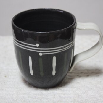白細帯としのぎ模様のコーヒーカップの画像