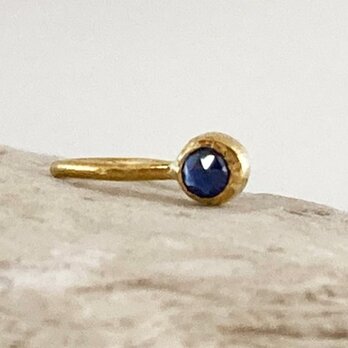 ◇ローズカット天然サファイア 純金クリップピアス◇K24 Pure Gold+Natural Sapphire（片耳分）の画像