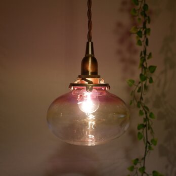 耐熱ガラスのランプシェード  ゴールドピンクの画像