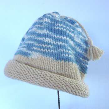 草木染毛糸の子供用手編み帽子　ＣＨ-124の画像