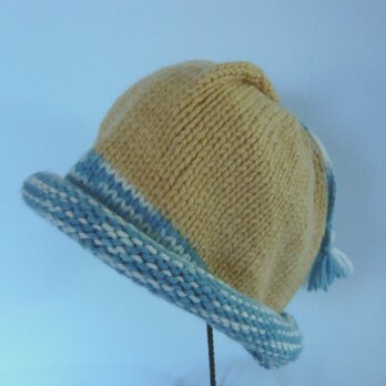 草木染毛糸の子供用手編み帽子　ＣＨ-125の画像
