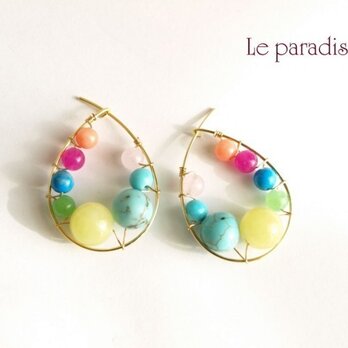 再販＊レインボーバブルのピアス＊