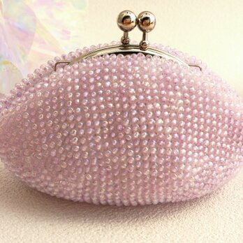 ビーズがま口 無地 ベビーパープル