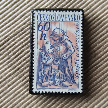 チェコスロバキア　童話切手ブローチ6630の画像