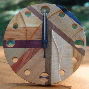 無垢の木の電波置き掛け時計　モザイク　０００１の画像
