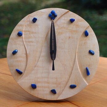 無垢の木の電波置き掛け時計　カエデ　ラピスラズリ　０００１の画像