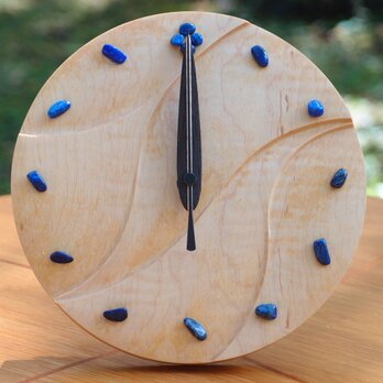無垢の木の電波置き掛け時計　カエデ　ラピスラズリ　０００２の画像