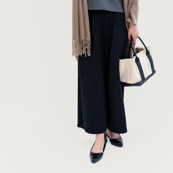 ●冬限定・在庫限り● +3℃発熱素材であたたかい 上質ワイドパンツ フォーマルOK 黒／グレー／デニム色 ●FIONA●