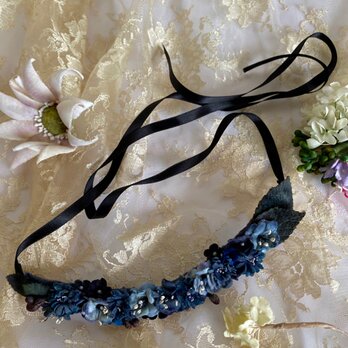 布花 Necklace of blue flowers　Bの画像