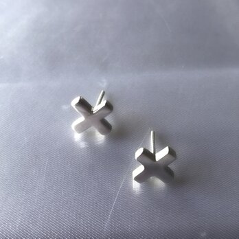 Silver Cross Earrings "Chibi-peke"の画像