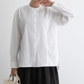 いつまでも愛せる　永遠の定番フロントピンタックシャツチュニック　コットンシャツ　200901-１