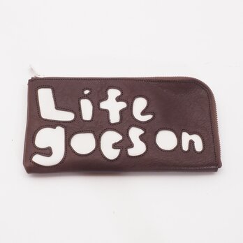 cow leather Long wallet [life goes on]（濃茶）18×9/財布/wl001lifeの画像