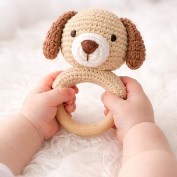 おもちゃ いぬちゃん ガラガラ ラトル 0歳 男の子 女の子 編みぐるみ 出産祝い