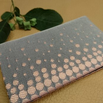 絹織物西陣織名刺・カード入れ グレー地にピンク水玉　中地黒の画像