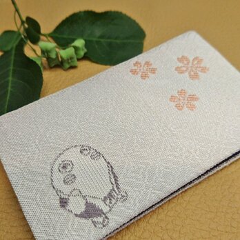 絹織物西陣織　名刺・カード入れ　まゆまろ　桜　白地　中地紫の画像