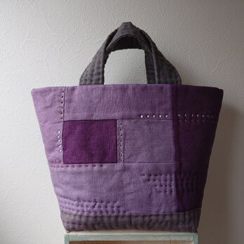 リネンパッチとすてっちのトートバッグ    ”紫野 ”の画像