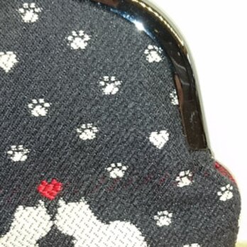 絹織物西陣織　3.3寸　ネコ二匹ハート赤表黒裏赤の画像