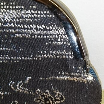 絹織物西陣織　2.6寸　鳥獣戯画銀糸　裏青の画像