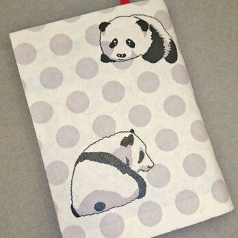 栞付き・和紙ブックカバー(文庫本サイズ)グレードットにパンダの画像
