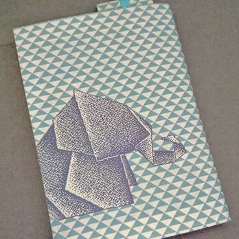 栞付き・和紙ブックカバー(文庫本サイズ)折り紙ゾウ・グリーン「送料無料」の画像