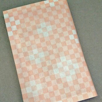 栞付き・和紙ブックカバー(新書サイズ)　市松模様　ピンク「送料無料」の画像